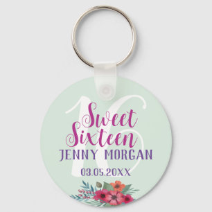 Sweet 16 Niece Birthday party Favour Gift Mint  Key Ring