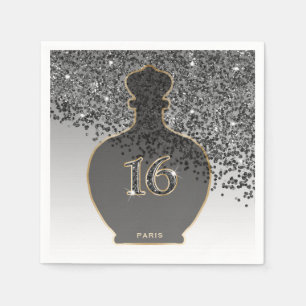 Sweet 16 Noir Fragrance Black Gold Paris Boutique Napkin