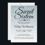 Sweet 16 Pale Blue Glitter Ombre 16th Birthday Invitation<br><div class="desc">A glamourous, chic pale blue faux glitter ombre design Sweet 16 birthday invitation. The blue glitter fades onto a white background. The text "Sweet Sixteen" in black is set in modern handwritten script calligraphy. Perfect 16th birthday party invitation for a glamourous Sweet sixteen, perfect for her, the fashionista who loves...</div>