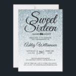 Sweet 16 Pale Blue Glitter Ombre 16th Birthday Invitation<br><div class="desc">A glamourous, chic pale blue faux glitter ombre design Sweet 16 birthday invitation. The blue glitter fades onto a white background. The text "Sweet Sixteen" in black is set in modern handwritten script calligraphy. Perfect 16th birthday party invitation for a glamourous Sweet sixteen, perfect for her, the fashionista who loves...</div>