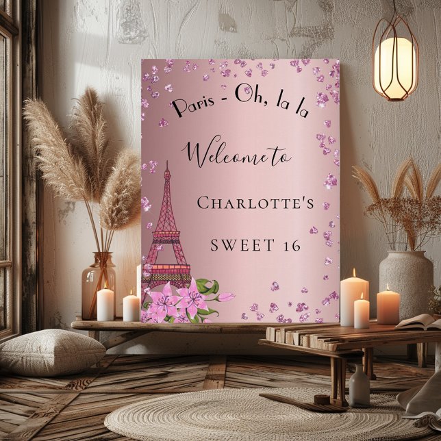 Sweet 16 Paris blush pink eiffel tower welcome Poster (Creator Uploaded)