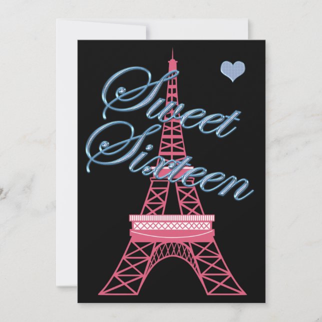 Sweet 16 Paris Eiffel Tower Birthday Invitation (Front)