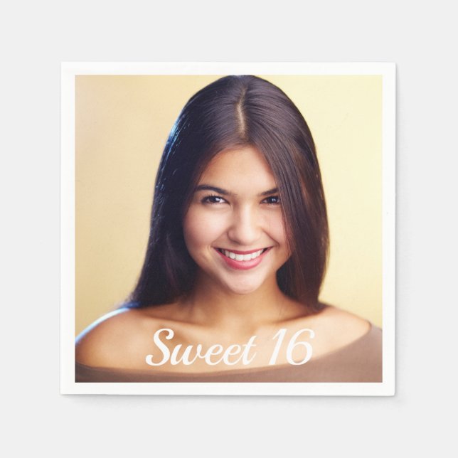 Sweet 16 party custom photo script napkin (Front)