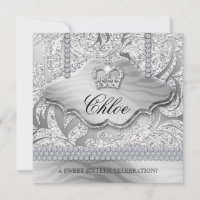 Sweet 16 Party Grad White Crown Jewellery Leaves