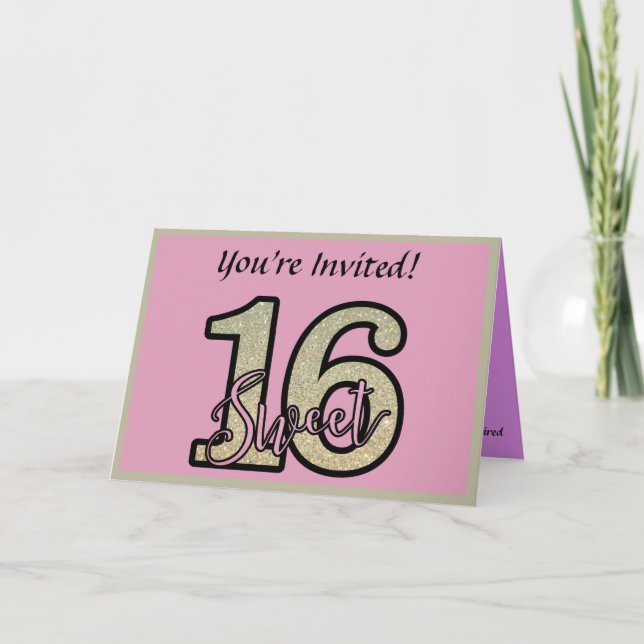 Sweet 16 Party Invitation Customise Birthday Party (Front)