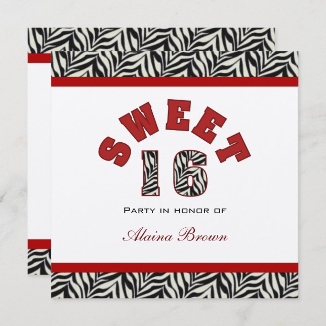 Sweet 16 Party Invitations (Front/Back)
