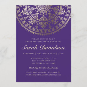 Sweet 16 Party Invitations - Elegant Gold Foil