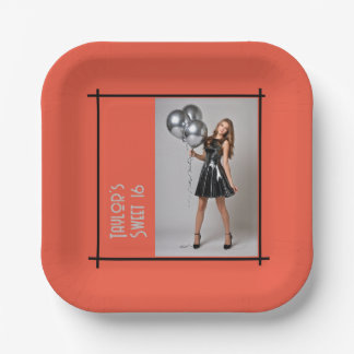 sweet 16 party paper napkin burgundy pink coral plate