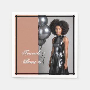 sweet 16 party paper napkin mocha brown