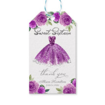 Sweet 16 Party Purple Silver Gown Floral