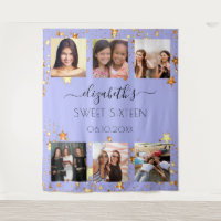 Sweet 16 party violet gold photo collage