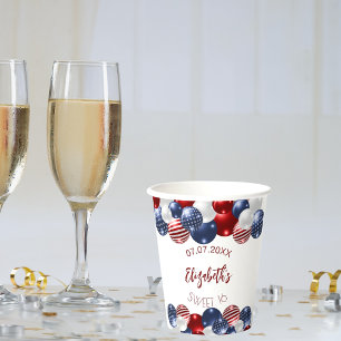 Sweet 16 patriotic USA red white blue flag Paper Cups