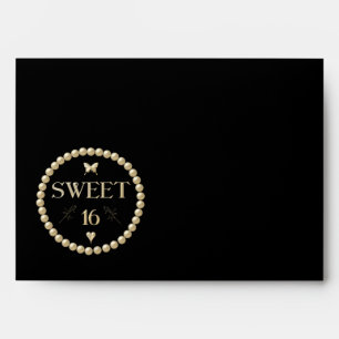 Sweet 16 - Pearls on black "velvet" Envelopes