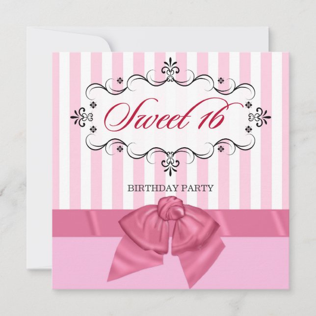 Sweet 16 - Personalised Birthday Party Invitations (Front)