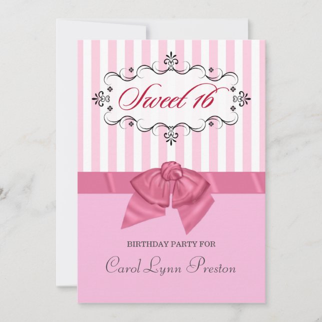 Sweet 16 - Personalised Birthday Party Invitations (Front)