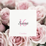Sweet 16 Personalised  Napkin<br><div class="desc">Sweet 16 Personalised Napkin.  Pink and black text.</div>