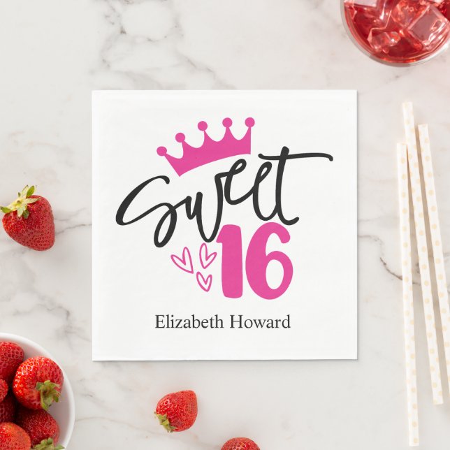 Sweet 16 Personalised Paper Napkin (Insitu)