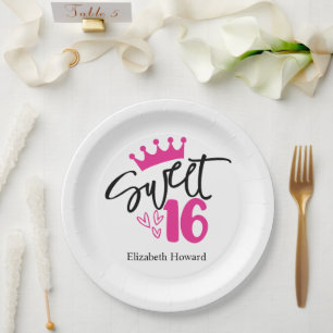 Sweet 16 Personalised Paper Plate