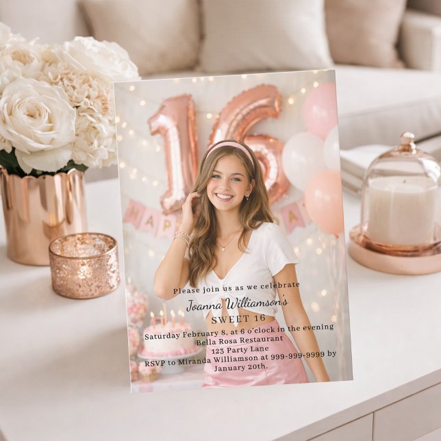 Sweet 16 photo birthday invitation (Creator Uploaded)