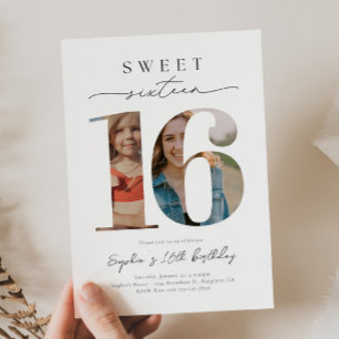 Sweet 16 Photo Birthday Invitation