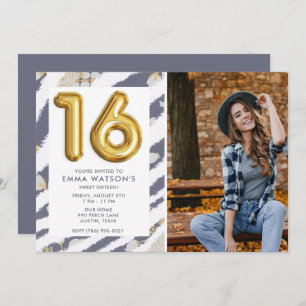 Sweet 16 Photo Sixteenth Birthday Party  Invitation