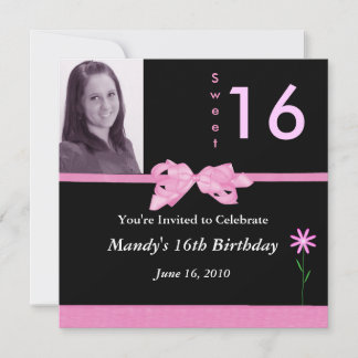 Sweet 16 Pink and Black Invitations