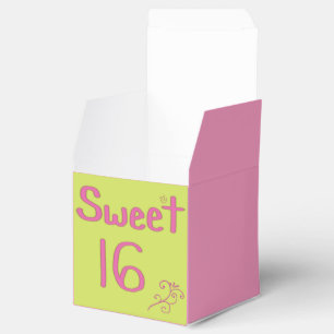 Sweet 16 Pink and Lime Favour Box