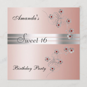 Sweet 16 Pink Birtday Party Invitation