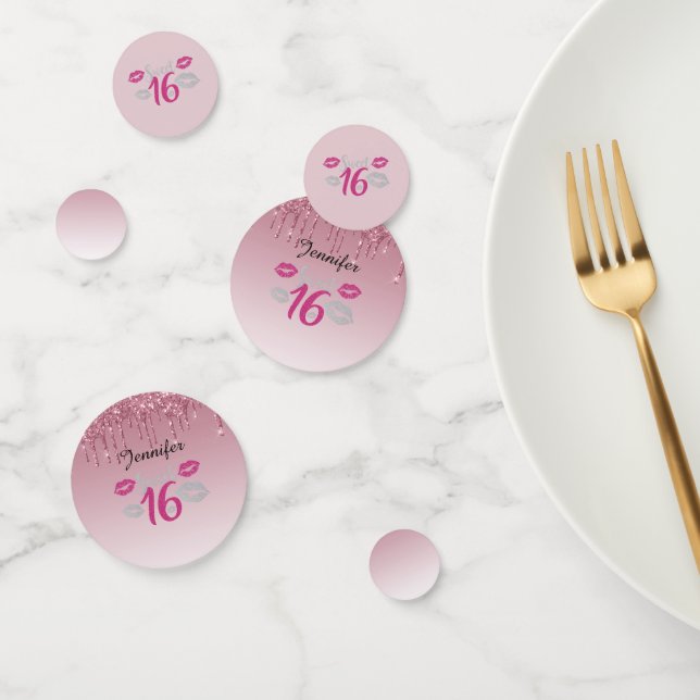 Sweet 16  Pink Birthday Personalised Confetti (Group)