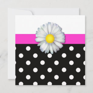 Sweet 16 pink black daisy birthday invitations