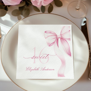 Sweet 16 Pink Bow Napkins