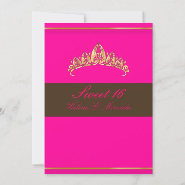 Sweet 16/ pink chocolate tiara invitation (Front)