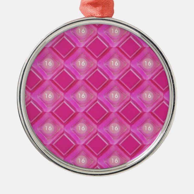 Sweet 16, Pink Diamonds Number Metal Tree Decoration (Front)