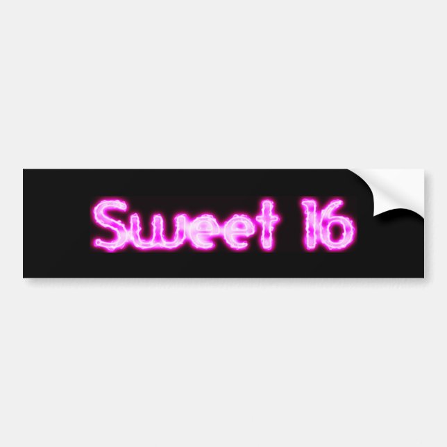 Sweet 16 Pink Glitter Lights Black Bumper Sticker (Front)