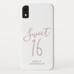 Sweet 16 Pink Glitter Script White 16th Birthday Case-Mate iPhone Case<br><div class="desc">Sweet Sixteen birthday phone case with chic pink glitter script on a white background. Celebrate your 16th birthday in style with this sparkly pink and white trendy design and simply add your name. Exclusively designed for you by Happy Dolphin Studio. If you need any help or matching products, please contact...</div>