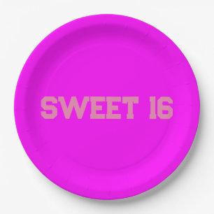 Sweet 16 Pink Magenta  Paper Plate