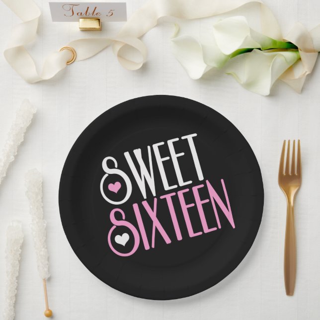 Sweet 16 Pink Paper Plate (Wedding)