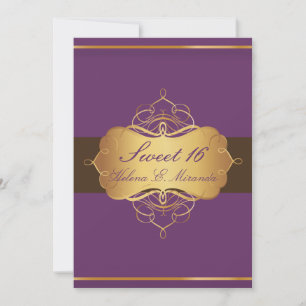 Sweet 16/ plum chocolate/ tiara invitation
