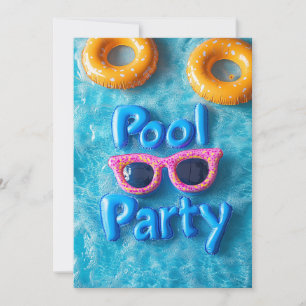 Sweet 16 Pool Party Pink Sunglasses Yellow Tubes Invitation