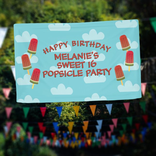 Sweet 16 Popsicle Party Girl Birthday Banner (Sweet 16 Popsicle birthday banner just for you)