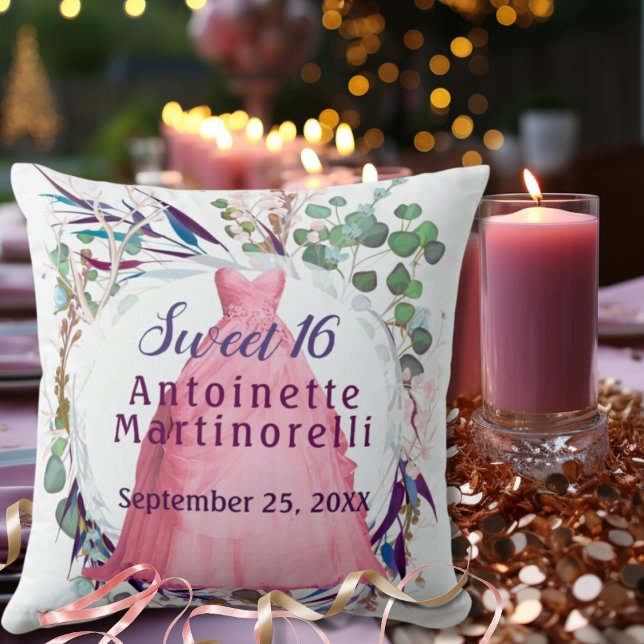 Sweet  16 Pretty Pink Formal Dress Cushion (Creator Uploaded)