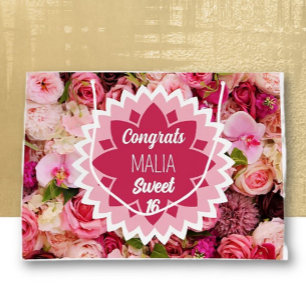 Sweet 16 Pretty Pink Party Large Gift Bag