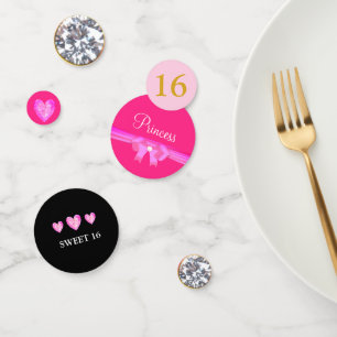 Sweet 16 Princess Diamond on Pink & Black Confetti