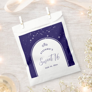Sweet 16 Princess Tiara Crown Navy Blue Birthday Favour Bags