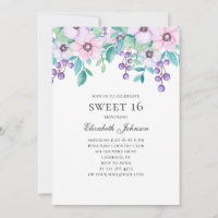 Sweet 16. Purple and pink flowers. 16th birthday