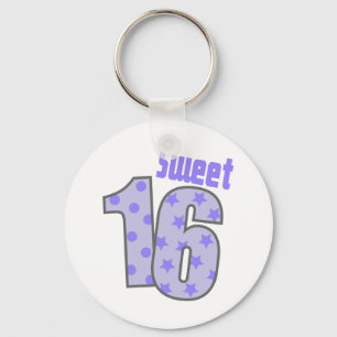 Sweet 16 (Purple Dots And Stars) Key Ring