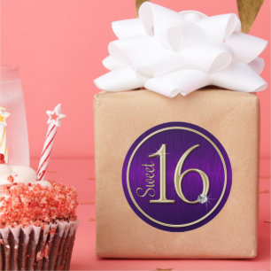 Sweet 16 Purple/Gold Envelope Seal Stickers