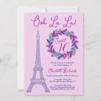 Sweet 16 Purple Paris Eiffel Tower Birthday Party