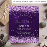 Sweet 16 purple pink glitter budget invitation flyer<br><div class="desc">Please note that this invitation is on flyer paper and very thin. Envelopes are not included. For thicker invitations (same design) please visit our store. A modern, stylish and glamourous invitation for a Sweet 16, 16th birthday party. A deep purple coloured background with pink faux glitter dust. The purple colour...</div>