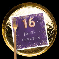 Sweet 16 purple rose gold sparkles name